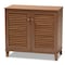Baxton Studio Coolidge Walnut Finished 4-Shelf Wood Shoe Storage Cabinet 156-9387 - alternate 1